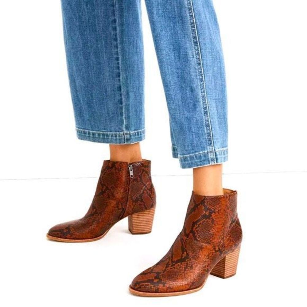 Madewell The Rosie Ankle Boot in Snake Embossed Leather